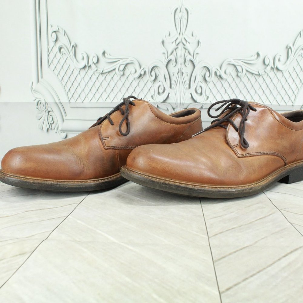 ECCO Brown Leather Comfortable Lace Up Dress Oxford Shoes Size 46 US 12.5 - Picture 2 of 9